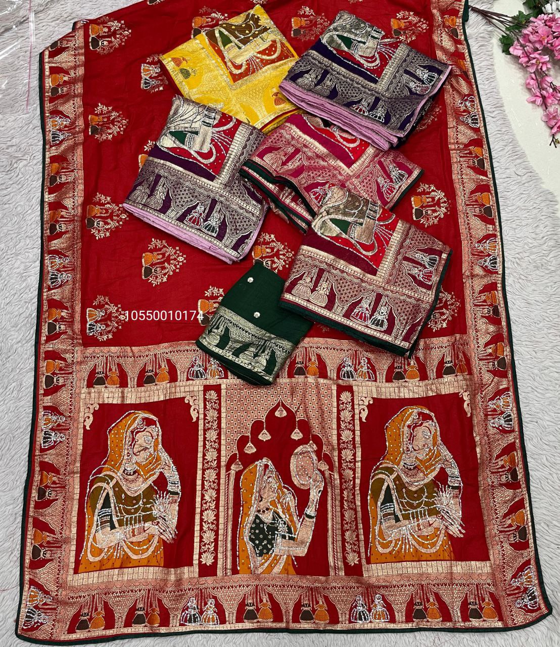 Karwa Chouth Special Dola Silk Saree with Hand Dyeing & Zarkhan Work – New Launch