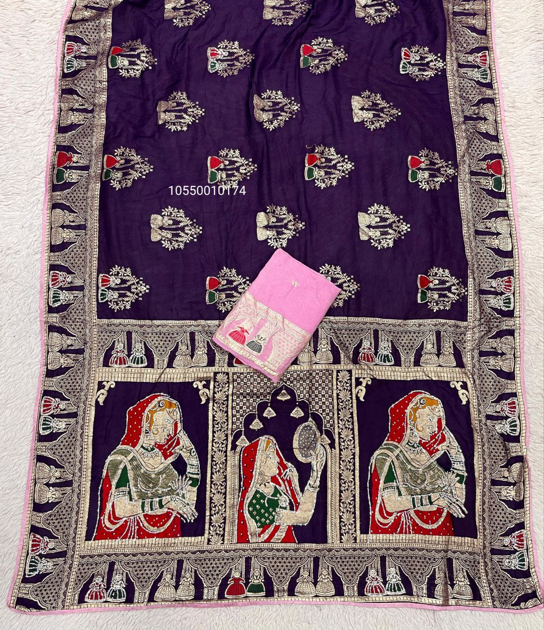 Karwa Chouth Special Dola Silk Saree with Hand Dyeing & Zarkhan Work – New Launch