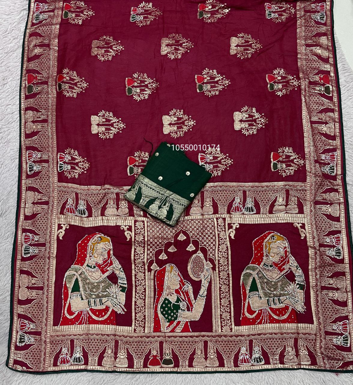 Karwa Chouth Special Dola Silk Saree with Hand Dyeing & Zarkhan Work – New Launch