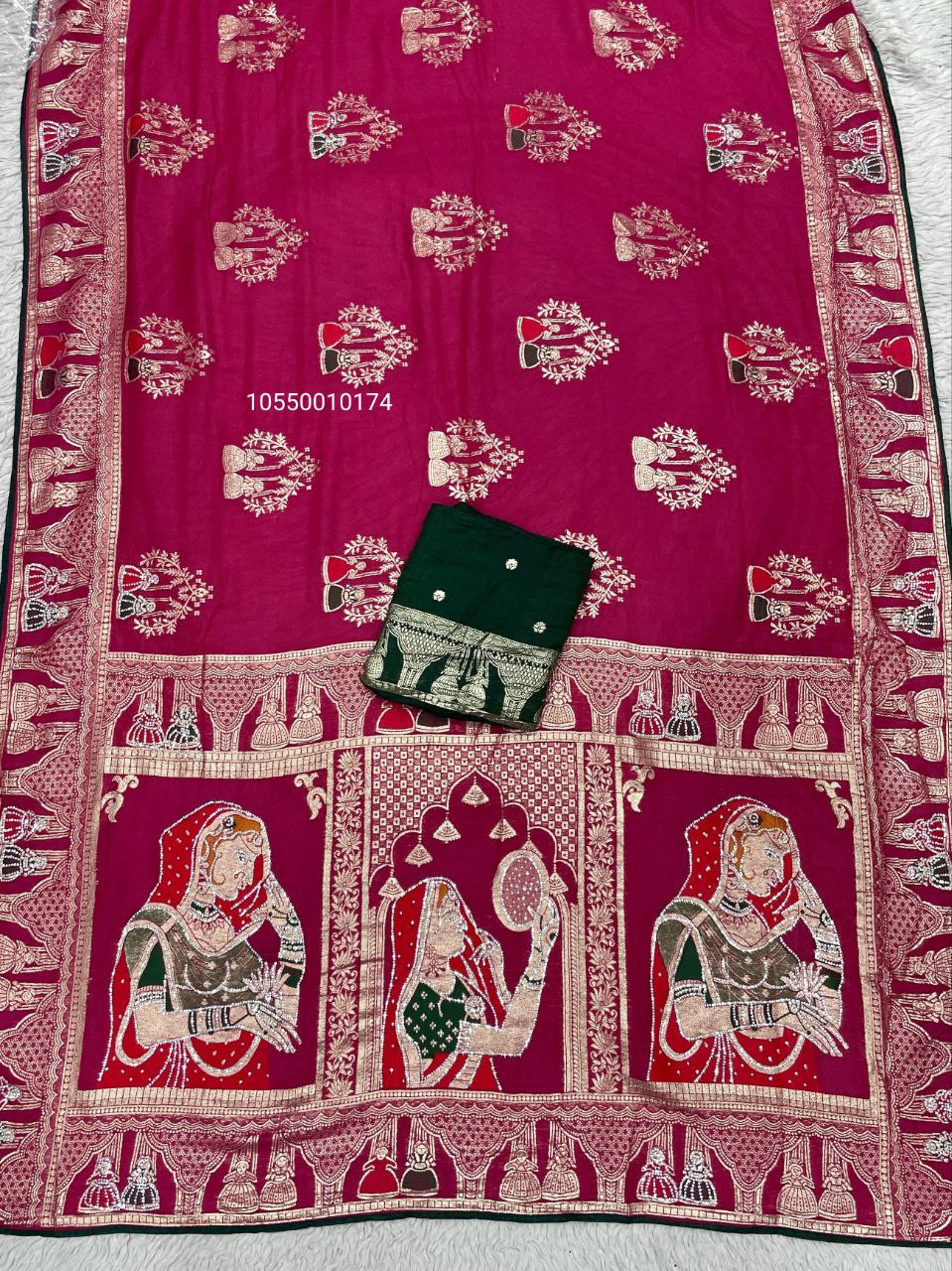 Karwa Chouth Special Dola Silk Saree with Hand Dyeing & Zarkhan Work – New Launch