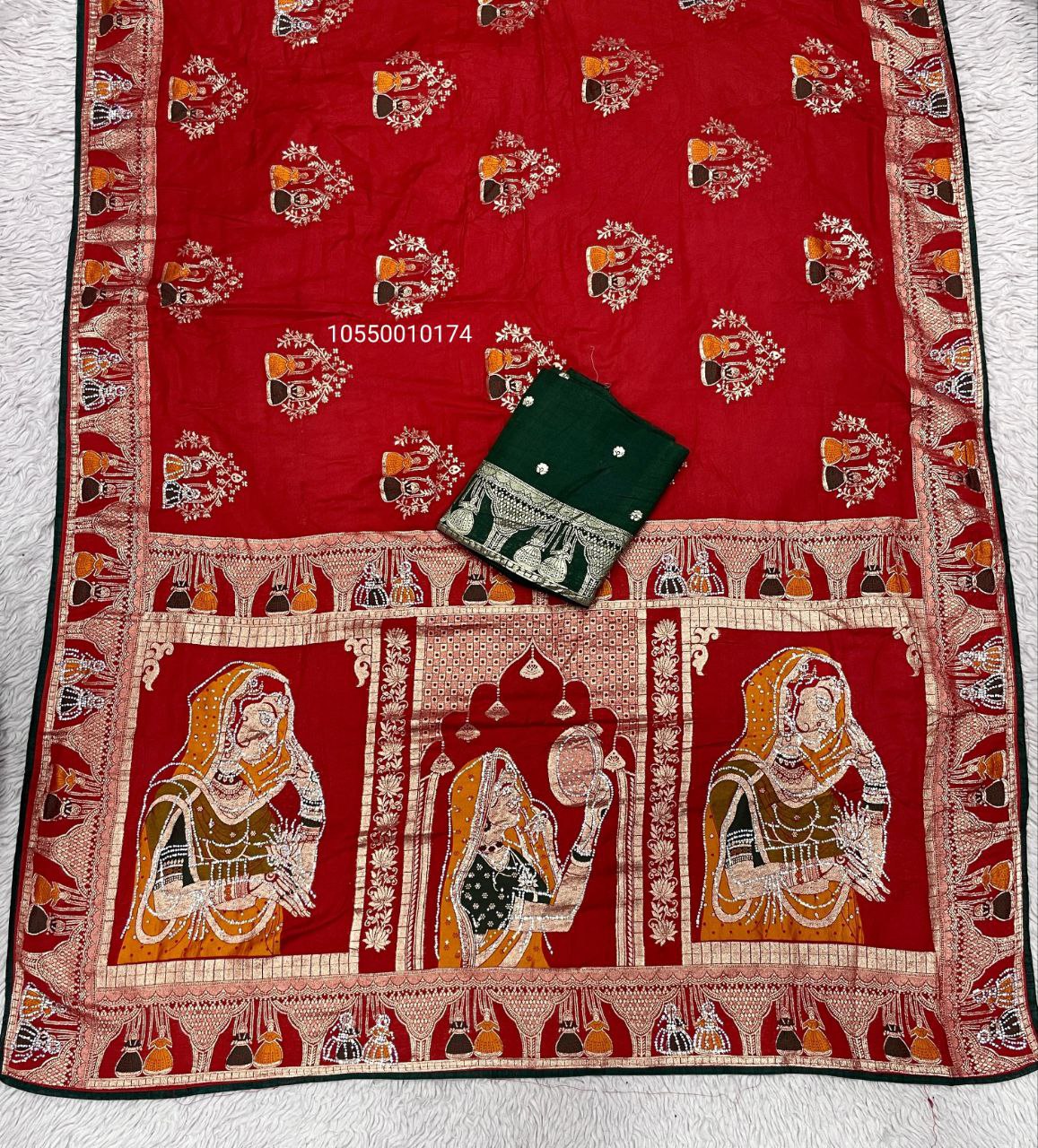 Karwa Chouth Special Dola Silk Saree with Hand Dyeing & Zarkhan Work – New Launch