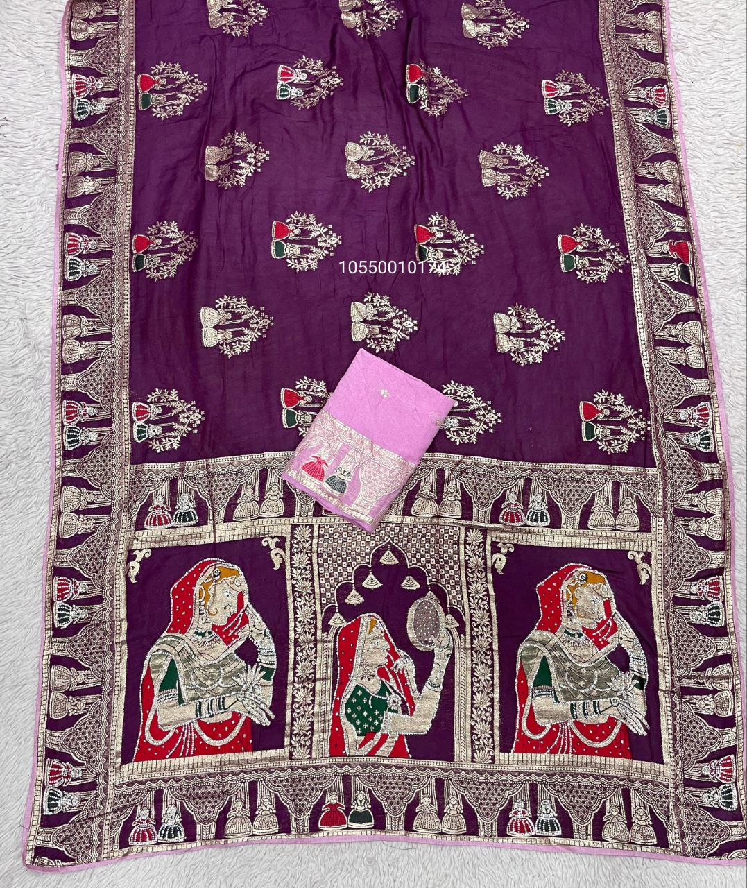 Karwa Chouth Special Dola Silk Saree with Hand Dyeing & Zarkhan Work – New Launch