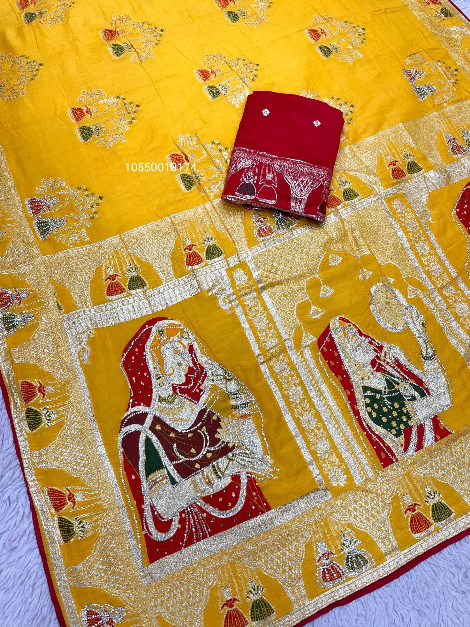 Karwa Chouth Special Dola Silk Saree with Hand Dyeing & Zarkhan Work – New Launch