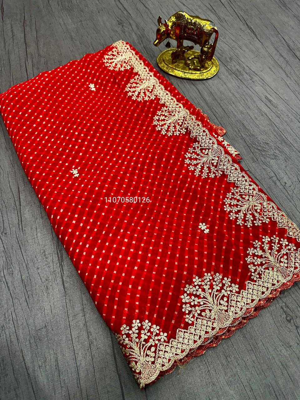 Karwa Chouth Special Red Saree in Dola & Georgette Fabric – New Launch