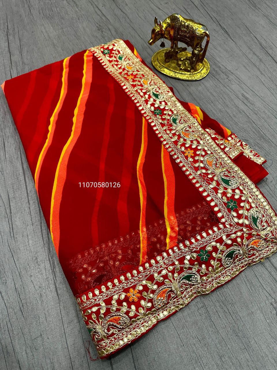 Karwa Chouth Special Red Saree in Dola & Georgette Fabric – New Launch