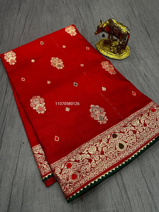 Karwa Chouth Special Red Saree in Dola & Georgette Fabric – New Launch