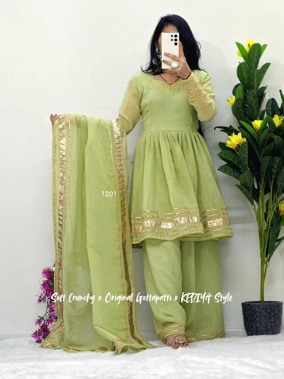 Shimmering Petal Suit Set | Eye-Catching Gotta Patti Work | Soft Crunchy Fabric | New Launch 2025