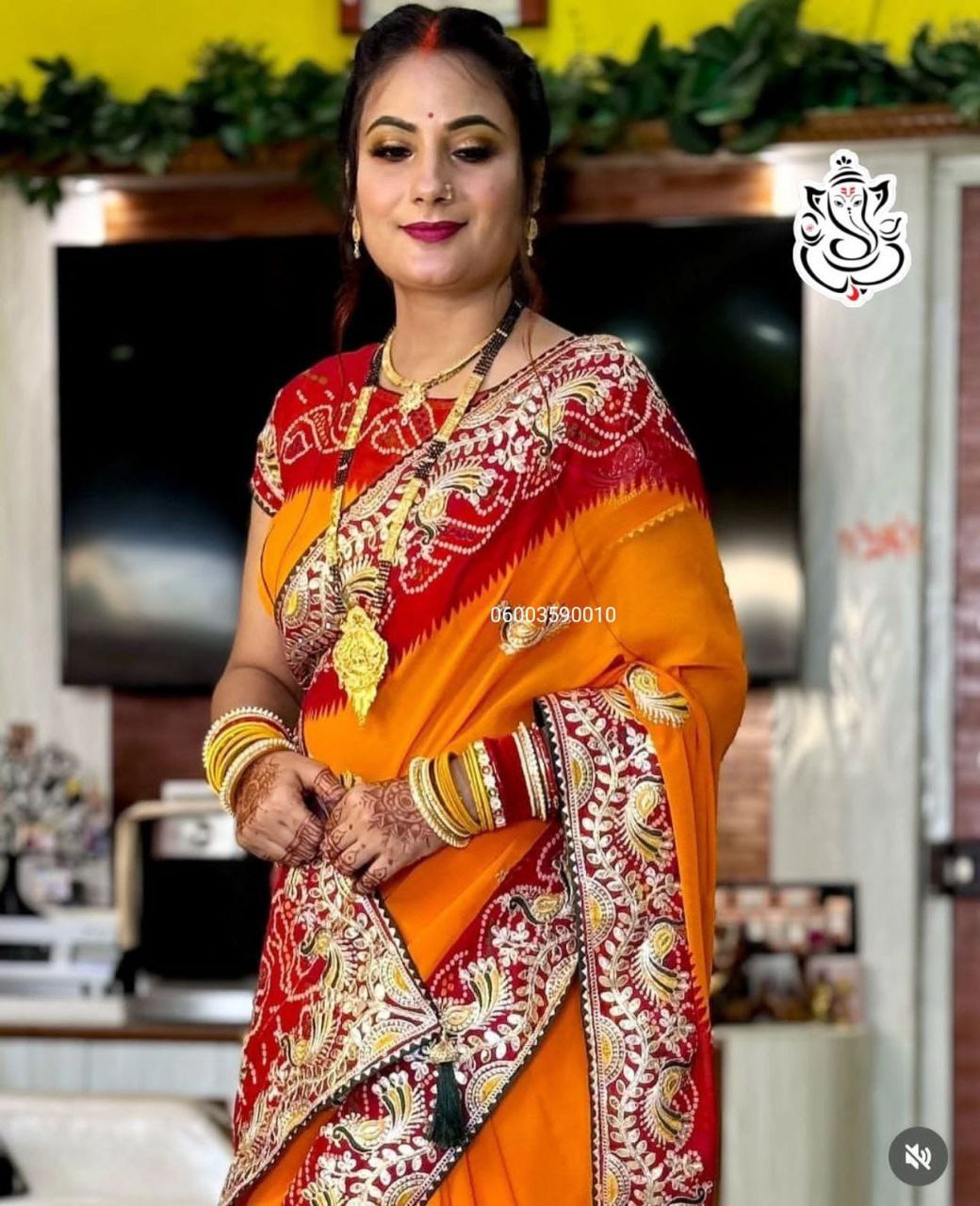 Bandhej Heavy Georgette Saree with Gotta Patti & Thread Work – Premium Designer C-Pallu Saree