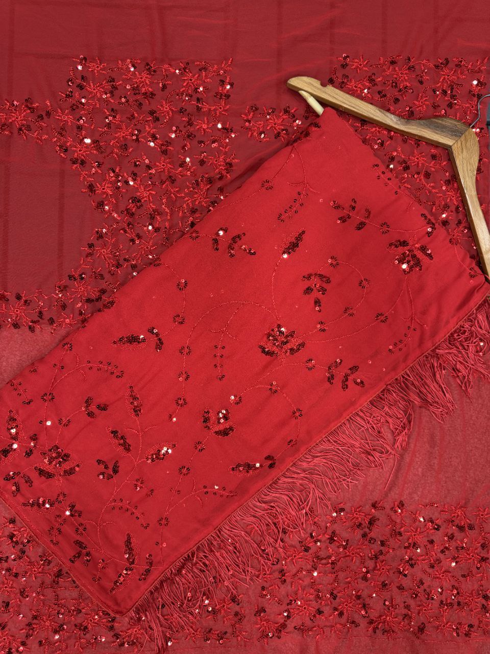 Bollywood Blockbuster Multicolor Sequin Saree – Heavy Georgette with Zalar Pallu | DF 3447