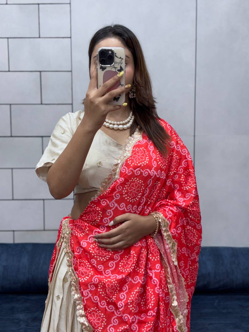 Luxury Embroidered Chinnon Silk Lehenga Set | Festive Wear