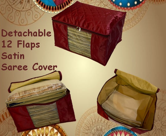12 Flaps Detachable Satin Saree Cover (Code: S028) ( 2 Set )