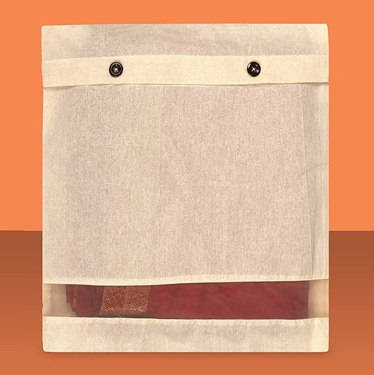 Cotton Saree Cover with Net Window & Wooden Button Closure – Set of 10