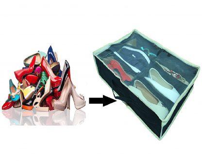 Under-the-Bed Shoe Organizer – 6 Compartment Storage Bag | Code: X004