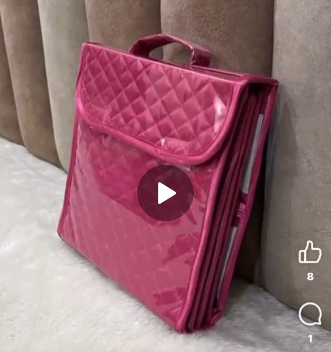 Briefcase Style Jewelry Organizer with 19 Pockets β Satin PVC | Code: J049