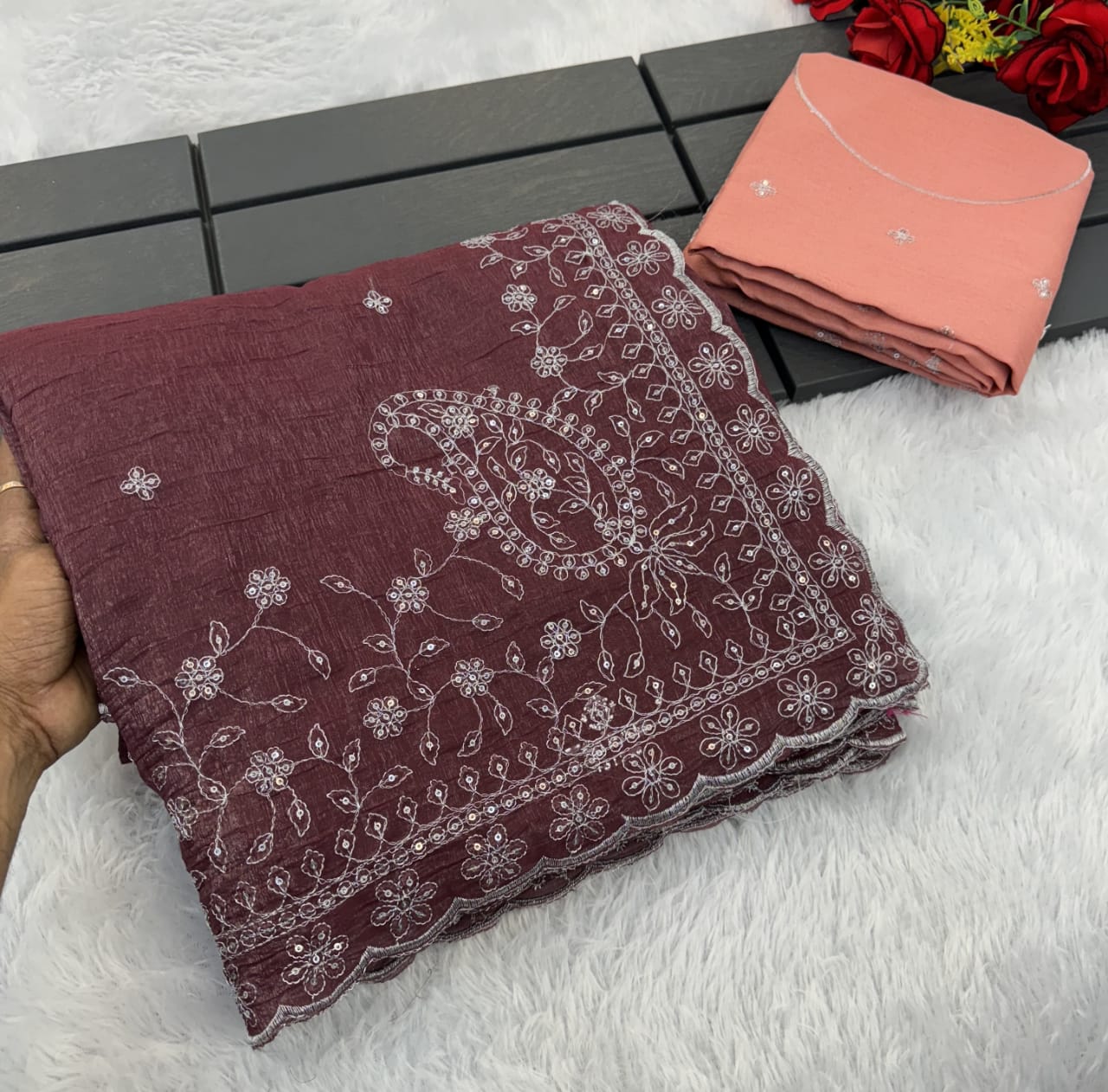 Pretty SOFT crunchy crush Silk Sarees In Super Budget Range