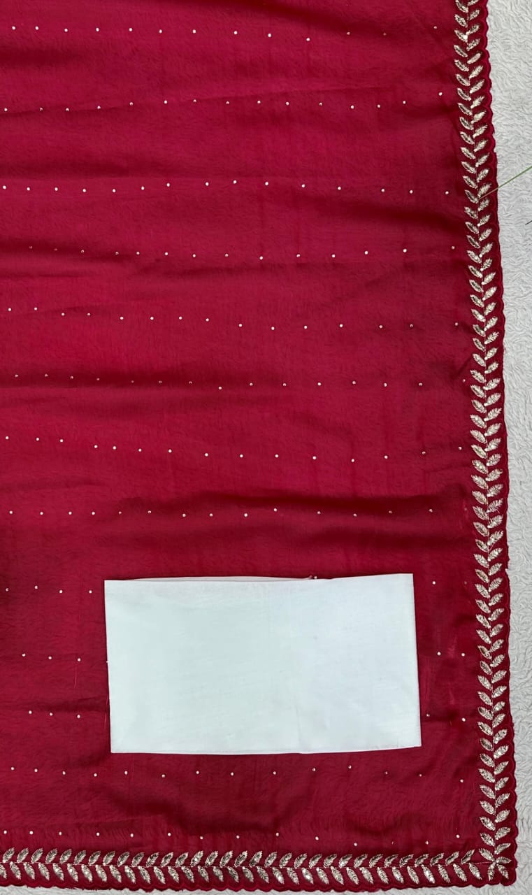 Designer Jimmy Choo Saree with Thread & Sequence work with Diamond work.