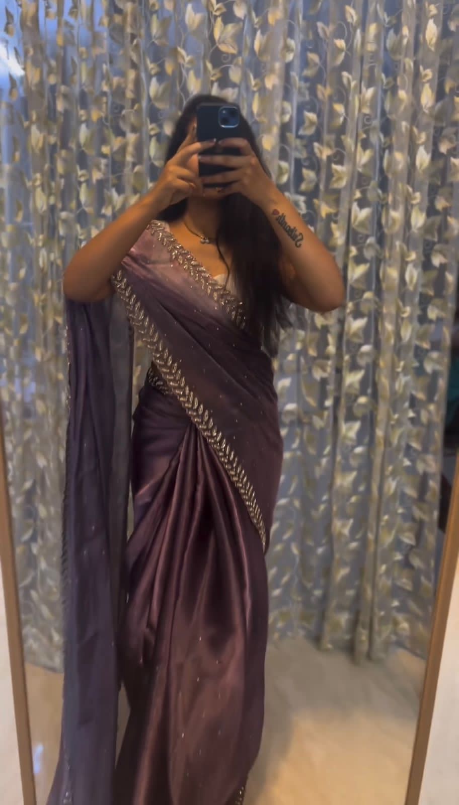 Designer Jimmy Choo Saree with Thread & Sequence work with Diamond work.