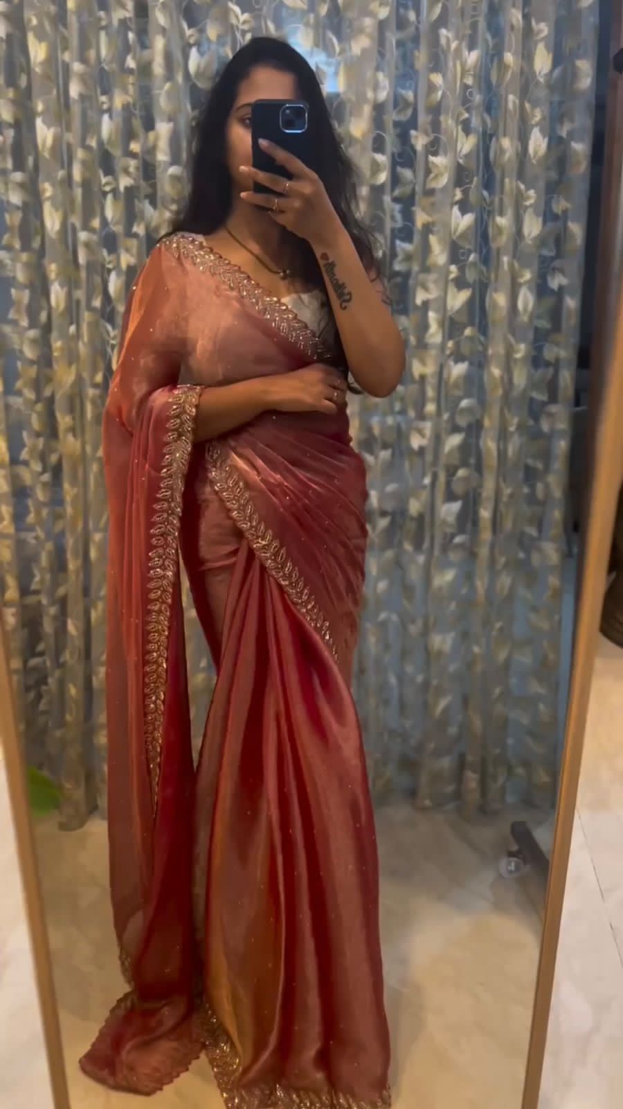 Designer Jimmy Choo Saree with Thread & Sequence work with Diamond work.