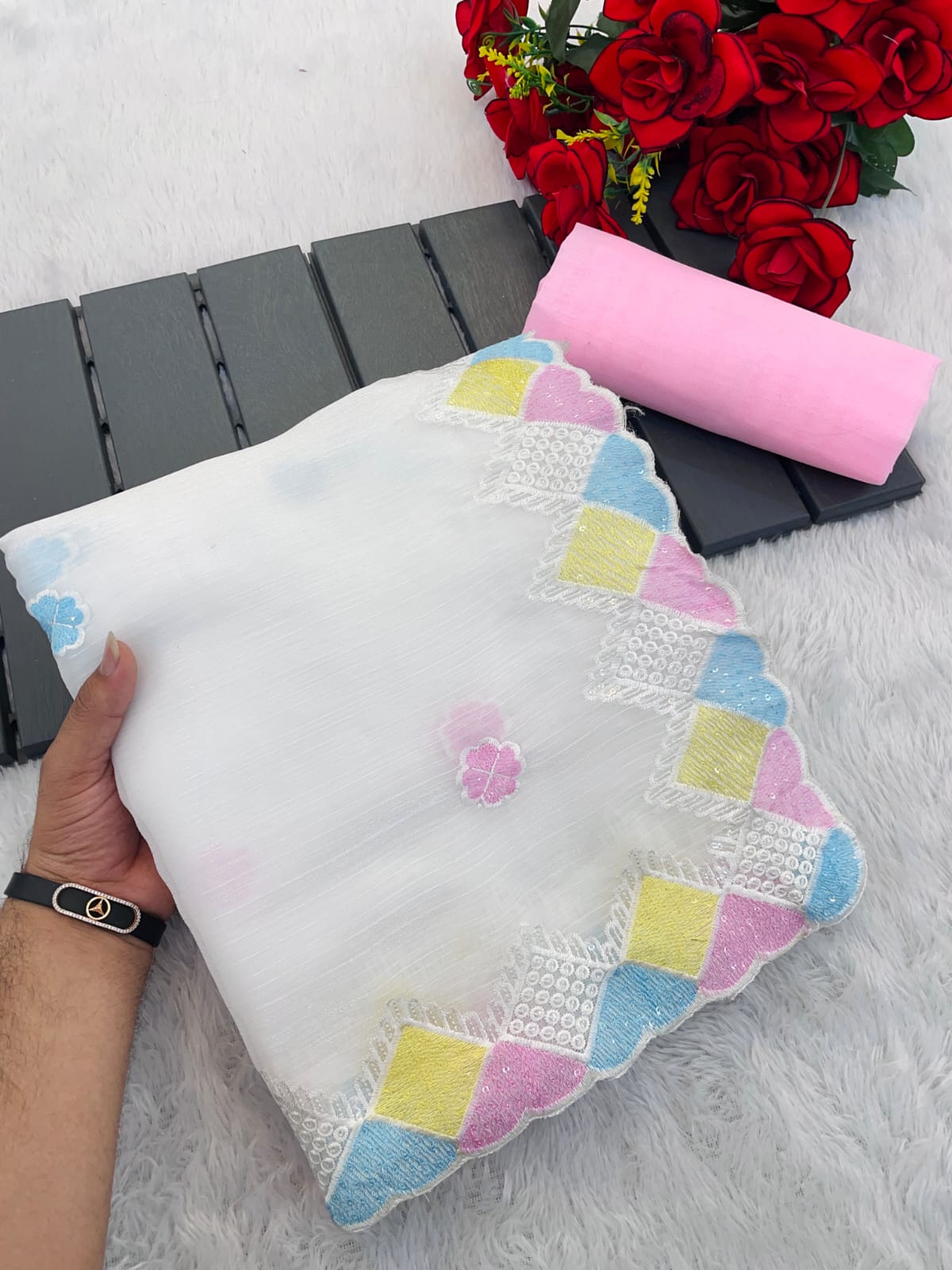 Pure soft zimmy choo Chiffon silk sarees