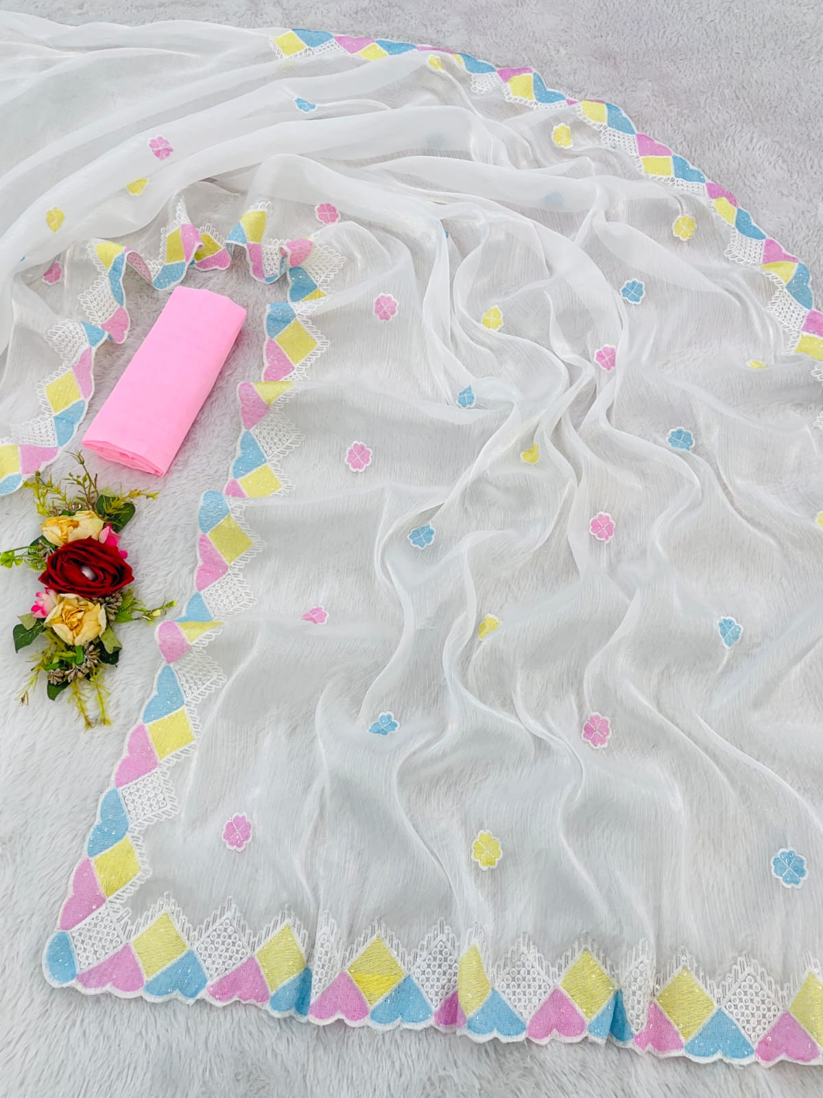 Pure soft zimmy choo Chiffon silk sarees