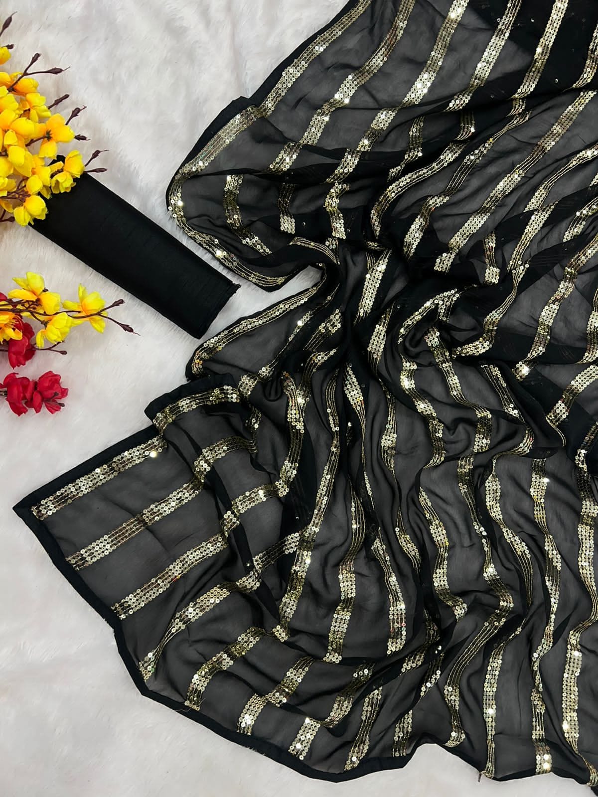 Georgette designer sequence work saree