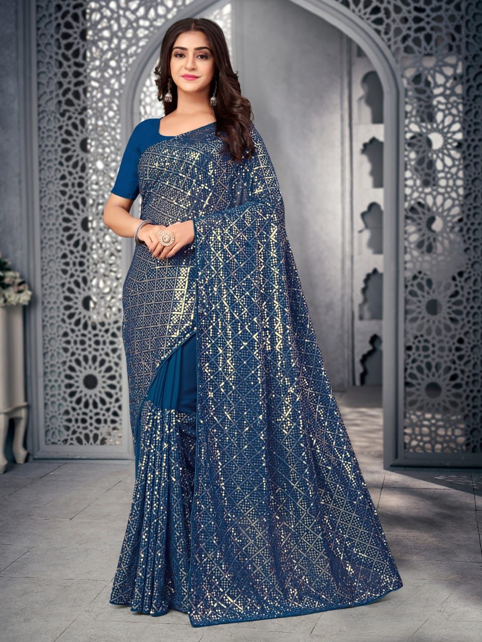 Beautiful Sequance Embroidery work on saree PALLU SKIRT CONCEPT