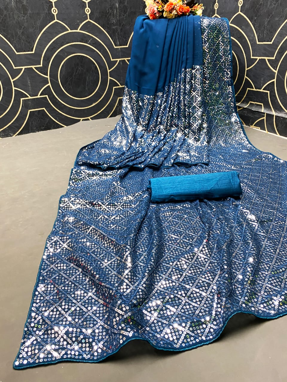 Beautiful Sequance Embroidery work on saree PALLU SKIRT CONCEPT