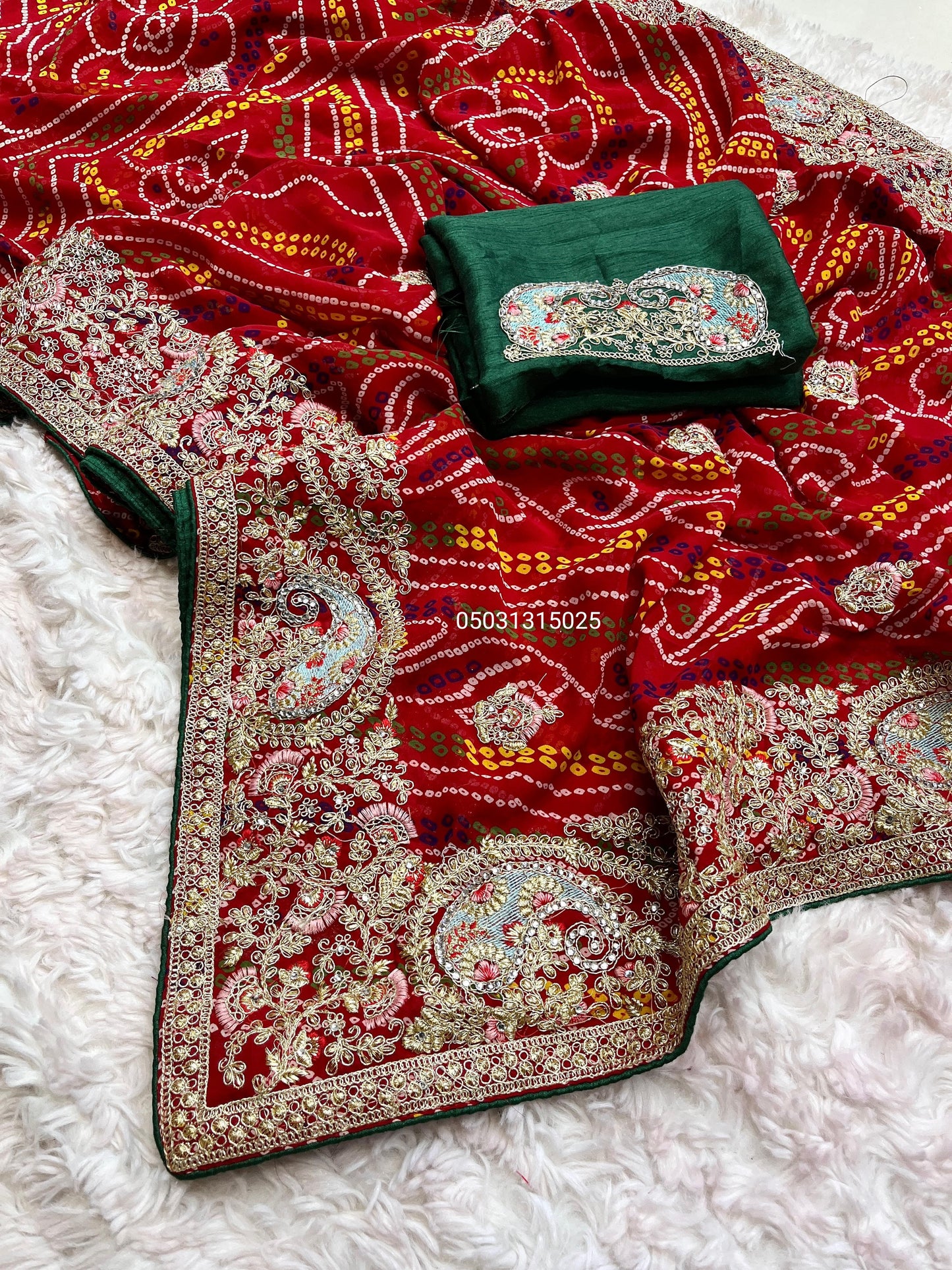 Superb Quality Soft C*C Georgette Bandej Saree