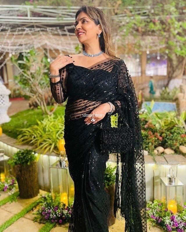 Superb Quality Mono Net Beautiful Embroidery Thread Saree