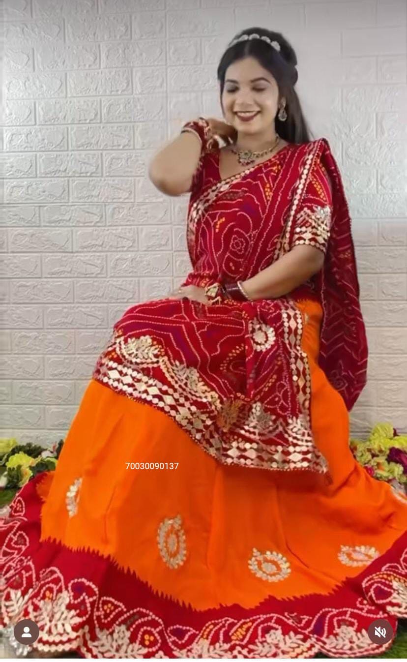 Pure Georgette with Gotta Patti Work Lehenga Chuuni