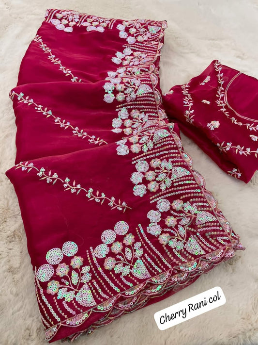 Pure soft zimmy choo Chiffon silk sarees