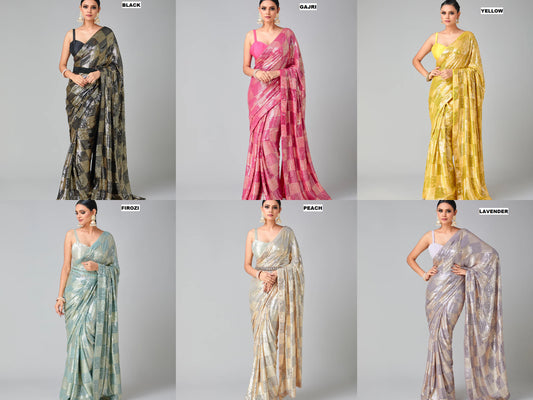 Bollywood Blockbuster Dual Sequin Saree – 6 Premium Colors | Heavy Georgette | DF 3426