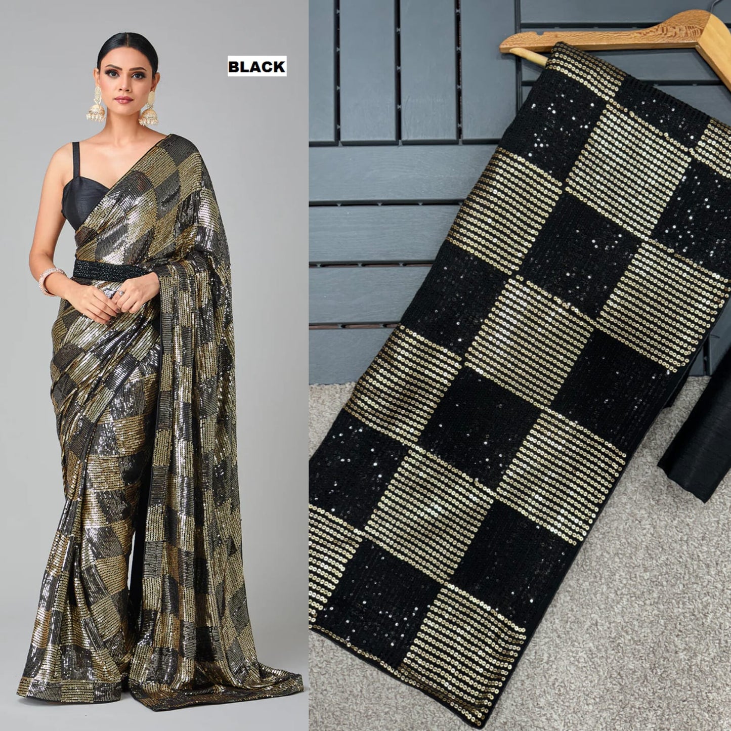 Bollywood Blockbuster Dual Sequin Saree β 6 Premium Colors | Heavy Georgette | DF 3426