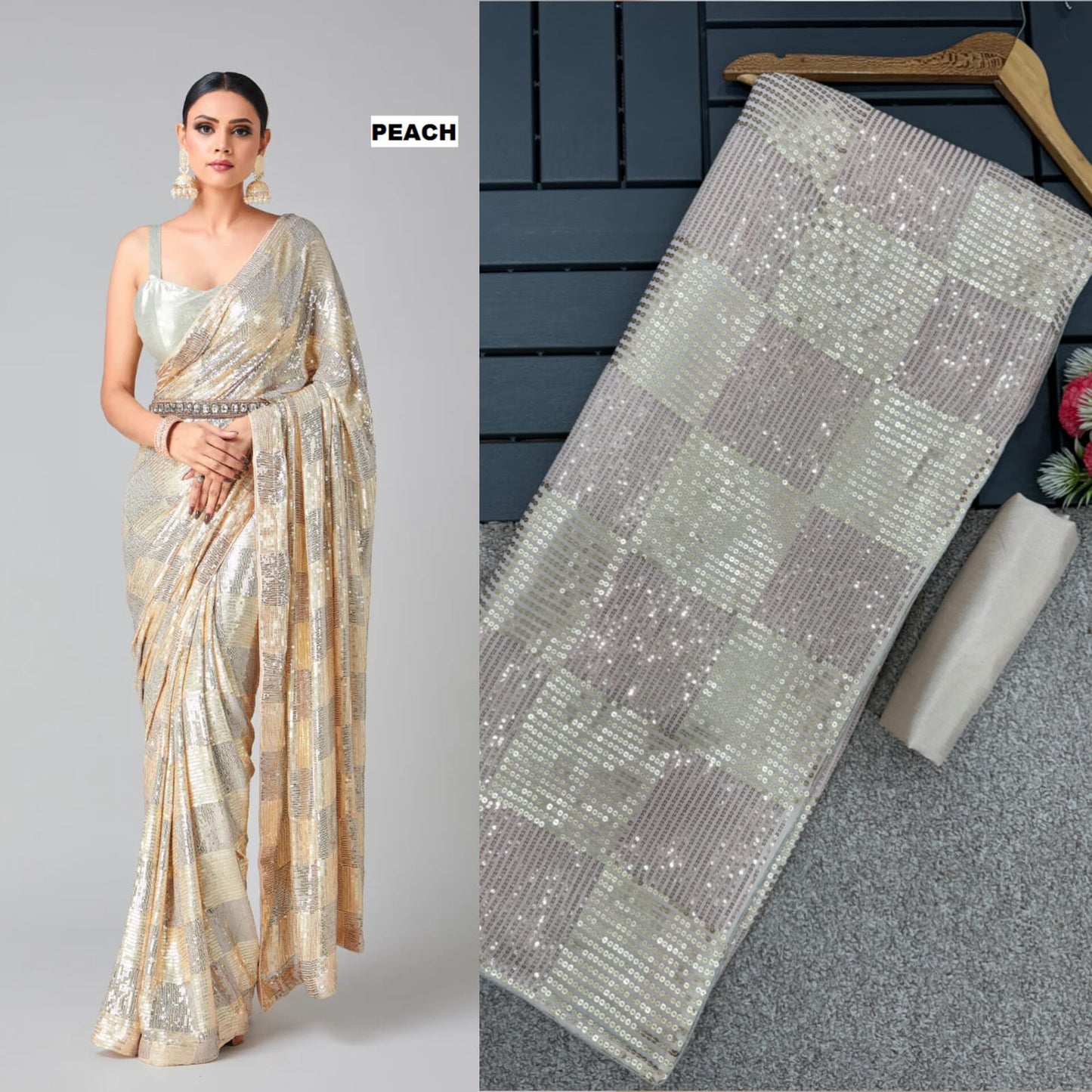 Bollywood Blockbuster Dual Sequin Saree β 6 Premium Colors | Heavy Georgette | DF 3426
