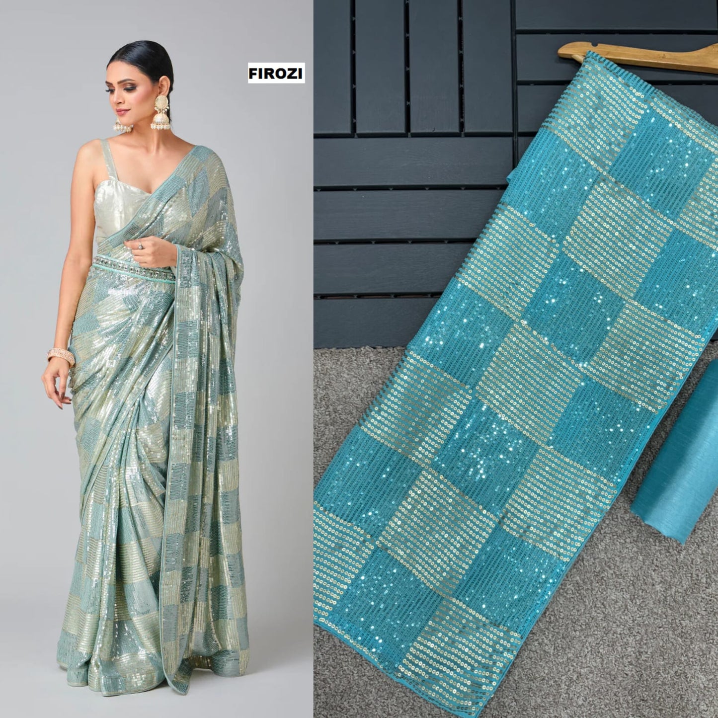 Bollywood Blockbuster Dual Sequin Saree β 6 Premium Colors | Heavy Georgette | DF 3426
