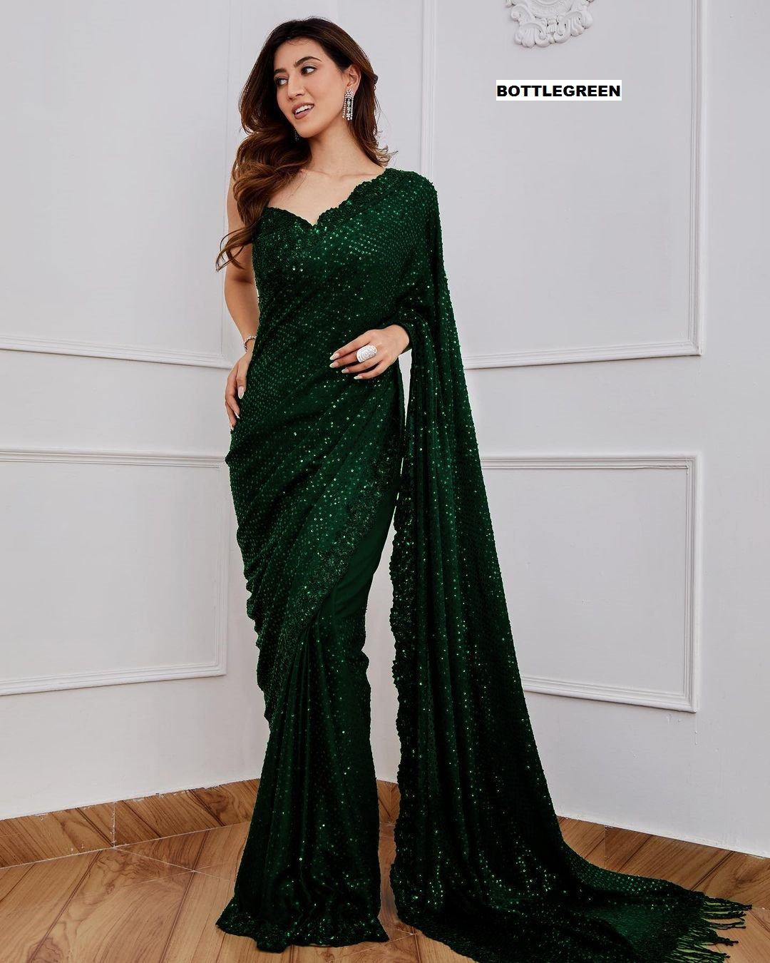 New Bollywood Blockbuster 5MM Sequins Georgette Saree (Special Edition)