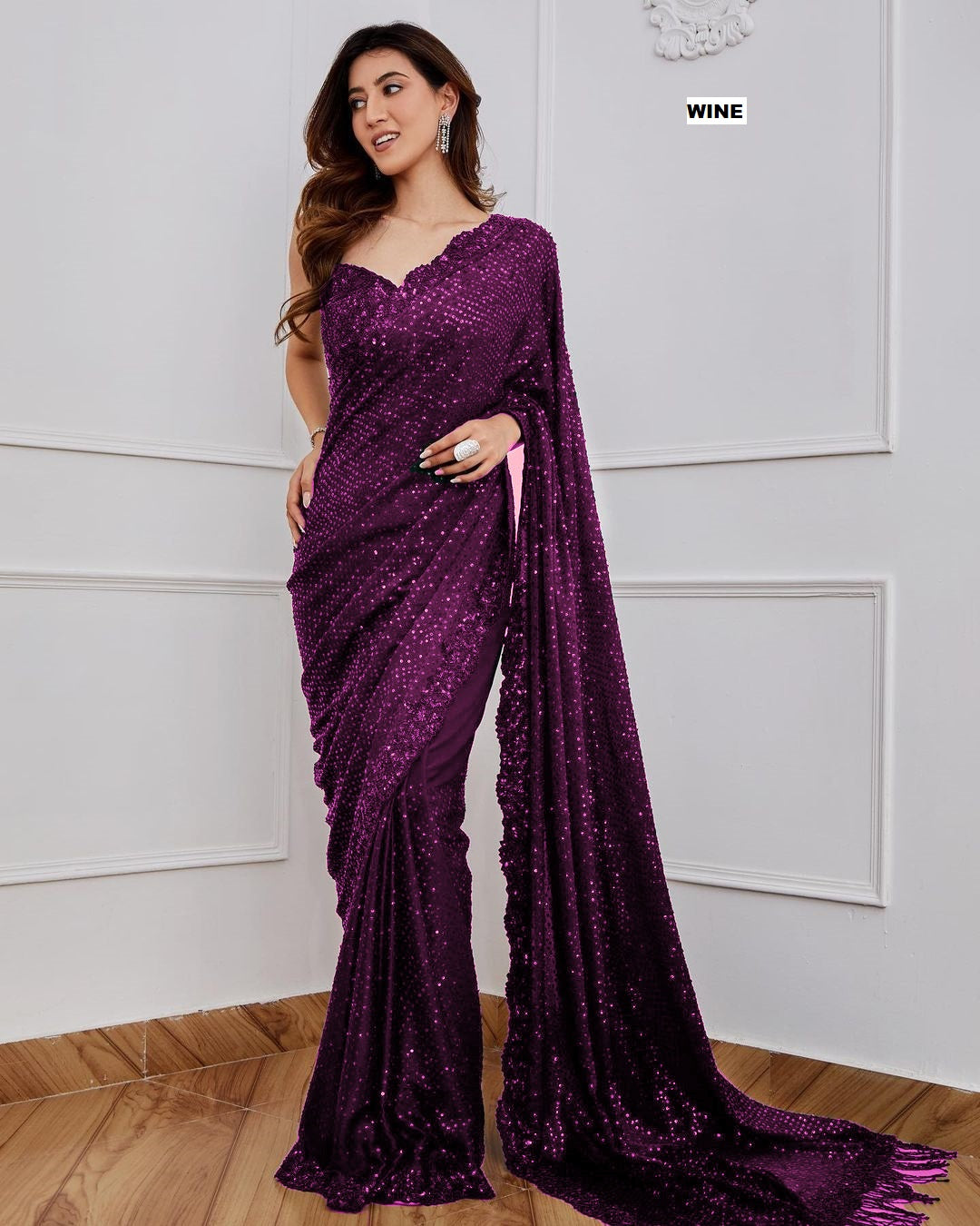 New Bollywood Blockbuster 5MM Sequins Georgette Saree (Special Edition)