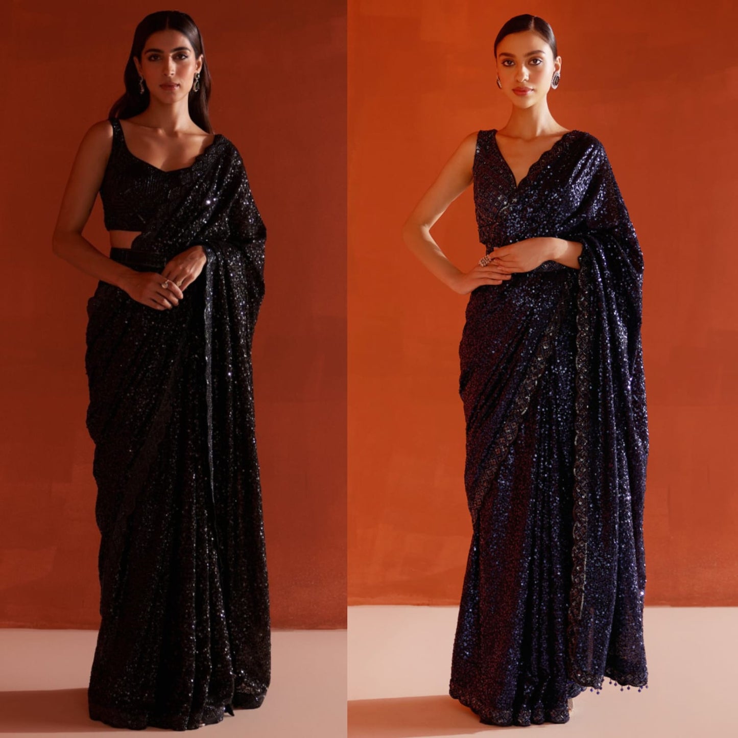 New Bollywood Sequins Faux Georgette Saree