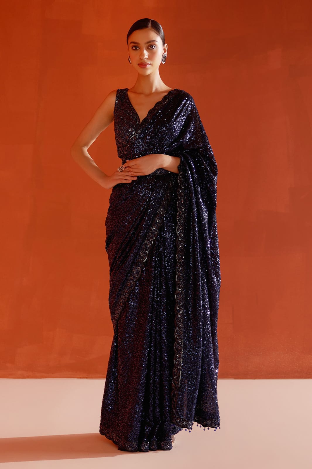 New Bollywood Sequins Faux Georgette Saree