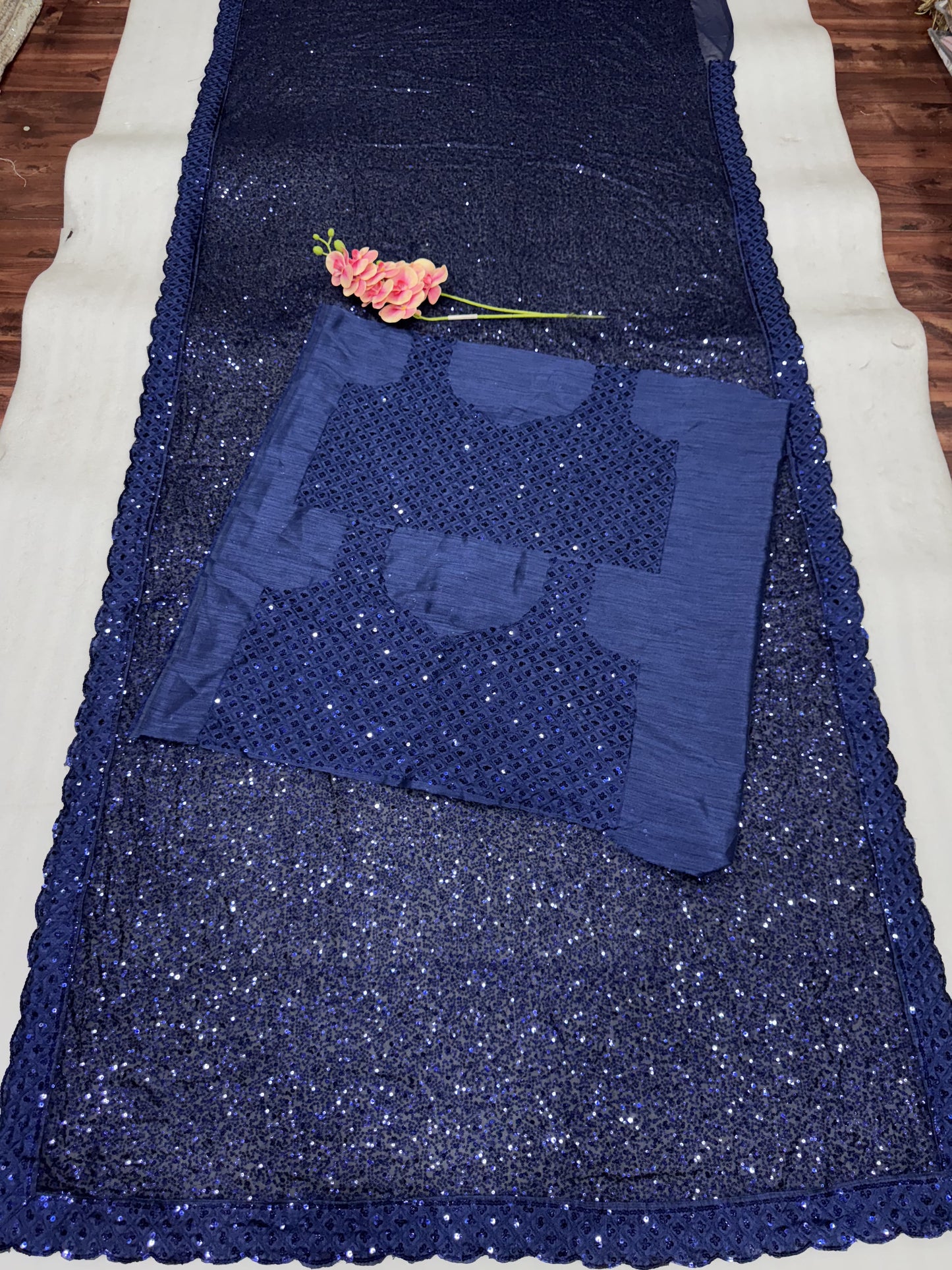 New Bollywood Sequins Faux Georgette Saree