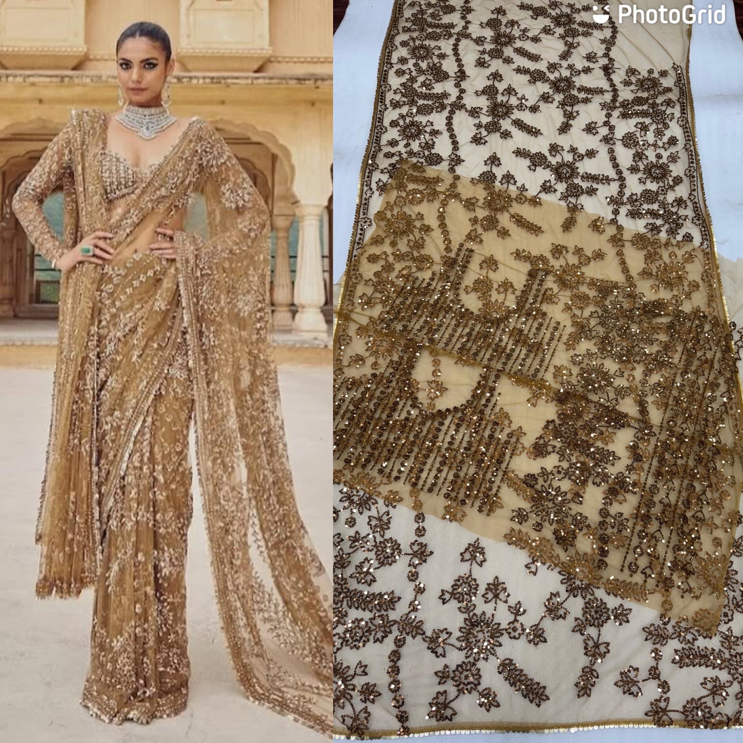 New Bollywood Blockbuster Net Sequins Saree