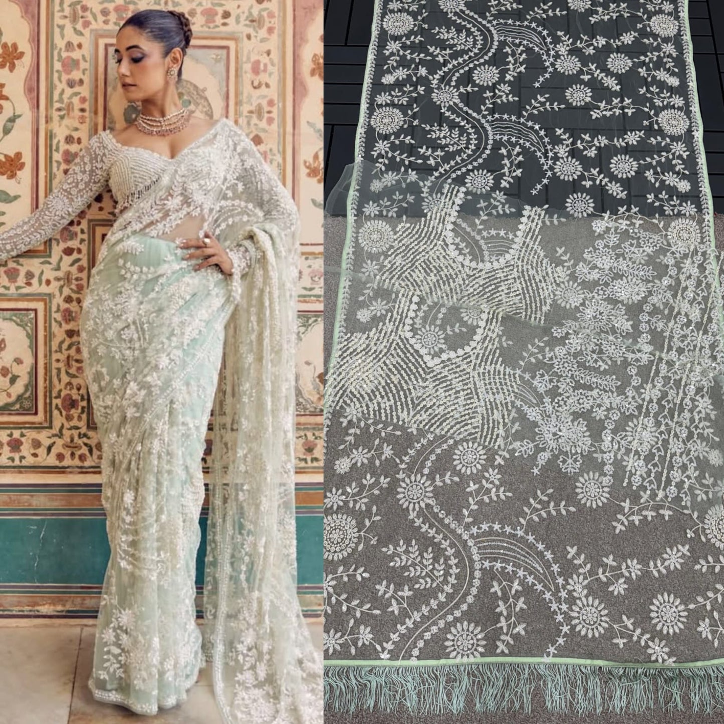 New Bollywood Blockbuster Net Sequins Saree