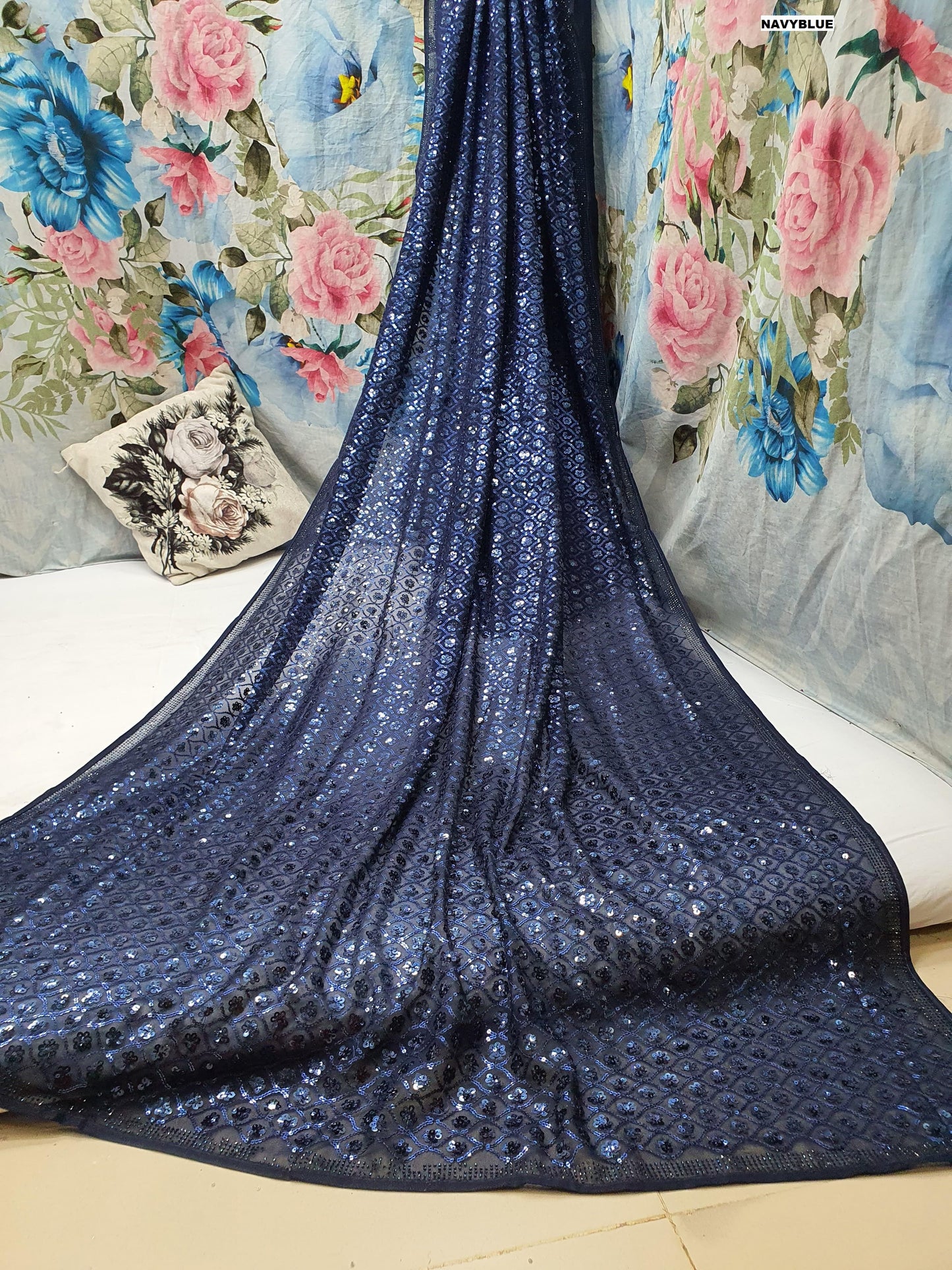 Bollywood Blockbuster Dual Sequin Saree ā Heavy Georgette | Swarovski Border | DF 3427