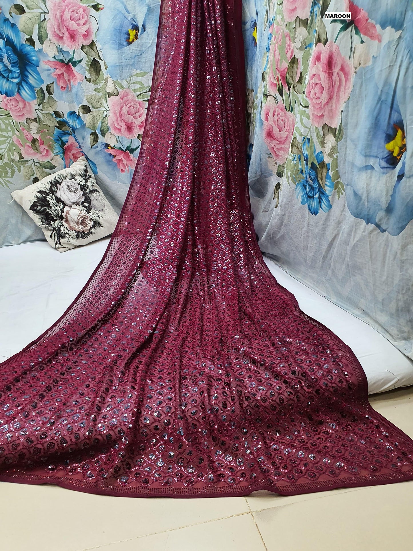 Bollywood Blockbuster Dual Sequin Saree ā Heavy Georgette | Swarovski Border | DF 3427