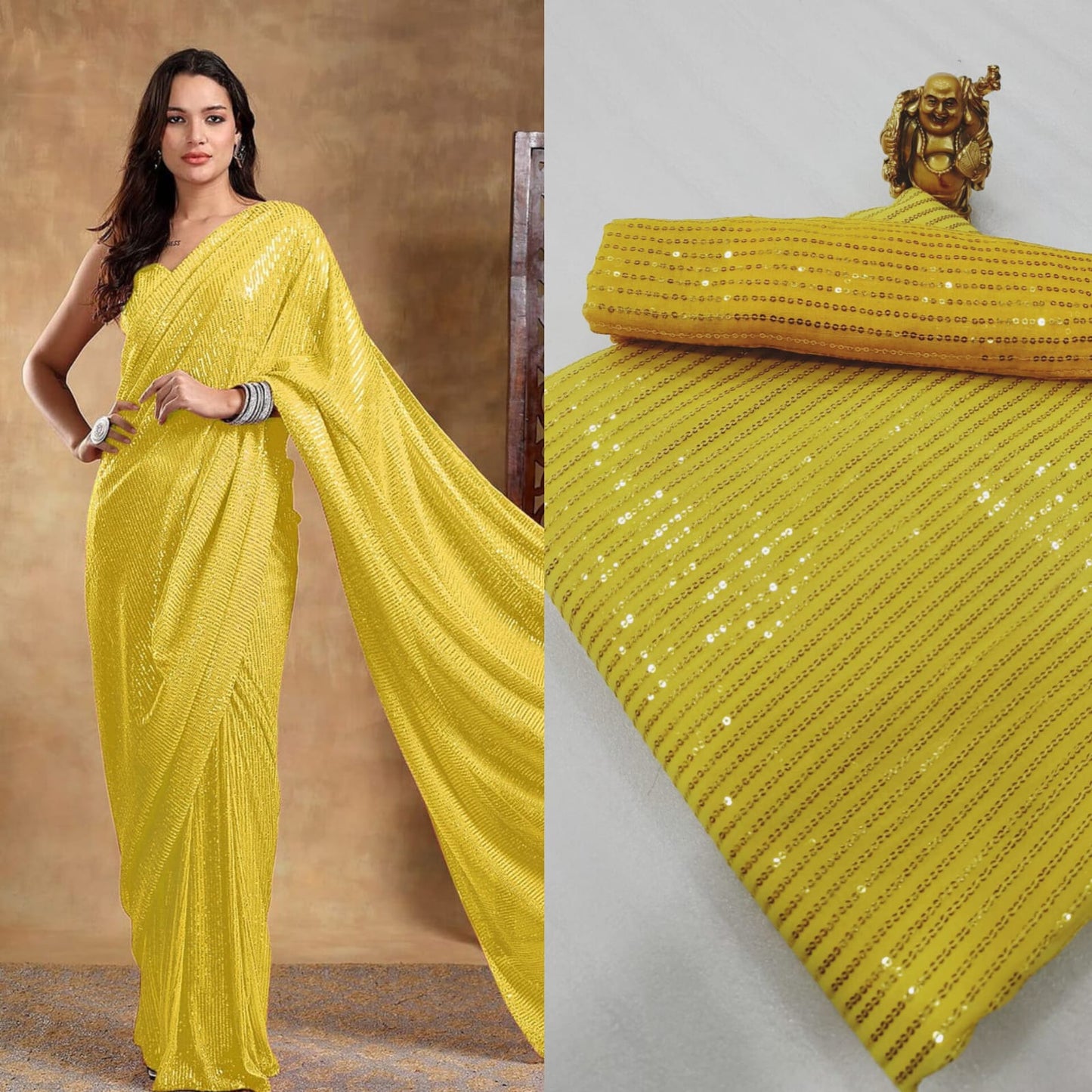 Bollywood Blockbuster 3MM Double Sequins Saree ā 15 Colour Special Edition | SEQUINS RANI