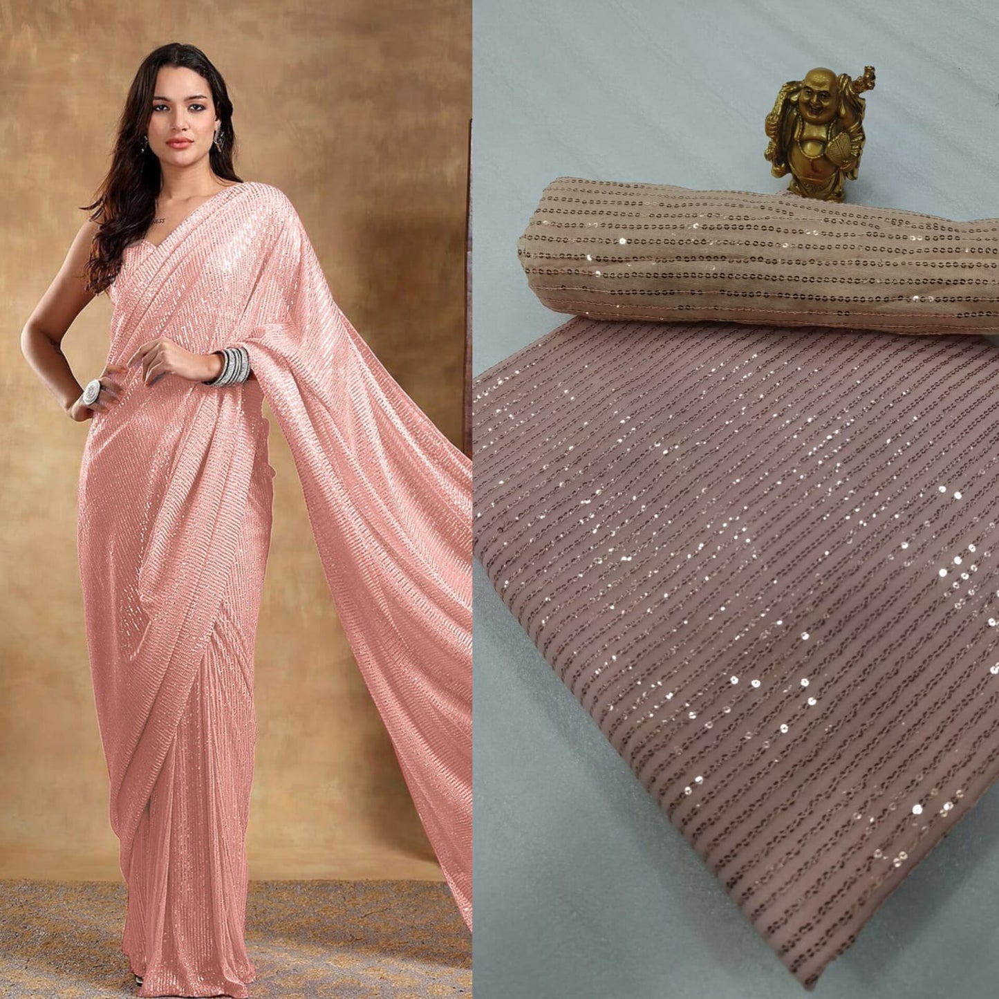 Bollywood Blockbuster 3MM Double Sequins Saree ā 15 Colour Special Edition | SEQUINS RANI