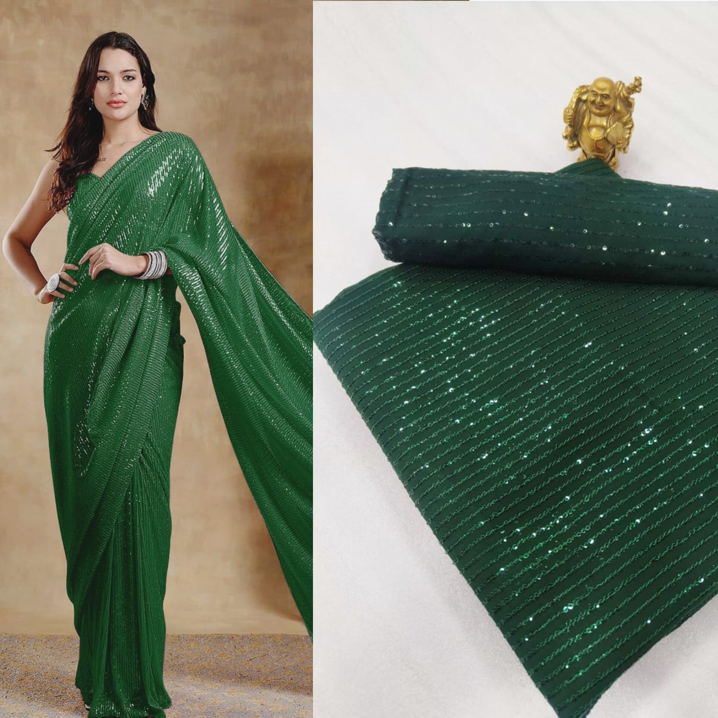 Bollywood Blockbuster 3MM Double Sequins Saree ā 15 Colour Special Edition | SEQUINS RANI