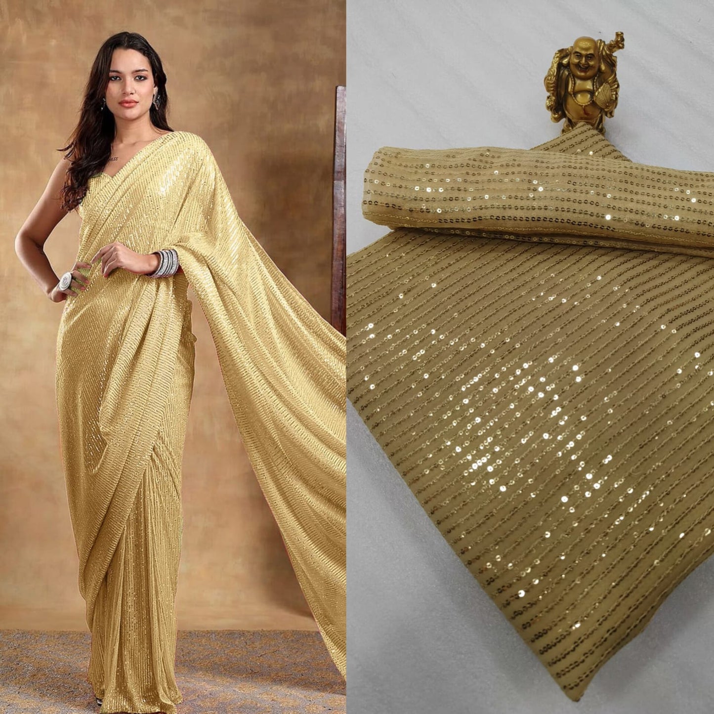Bollywood Blockbuster 3MM Double Sequins Saree ā 15 Colour Special Edition | SEQUINS RANI