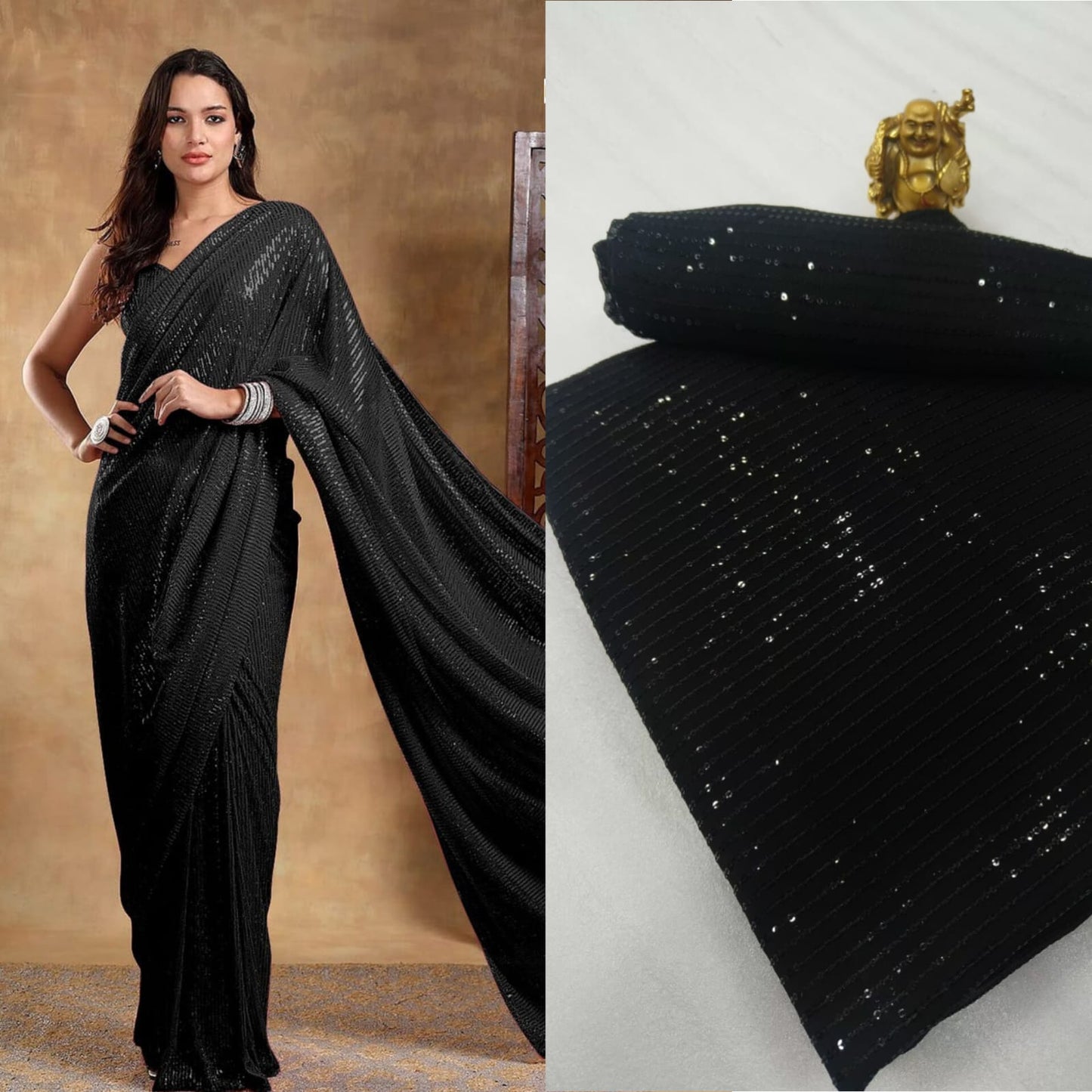 Bollywood Blockbuster 3MM Double Sequins Saree ā 15 Colour Special Edition | SEQUINS RANI