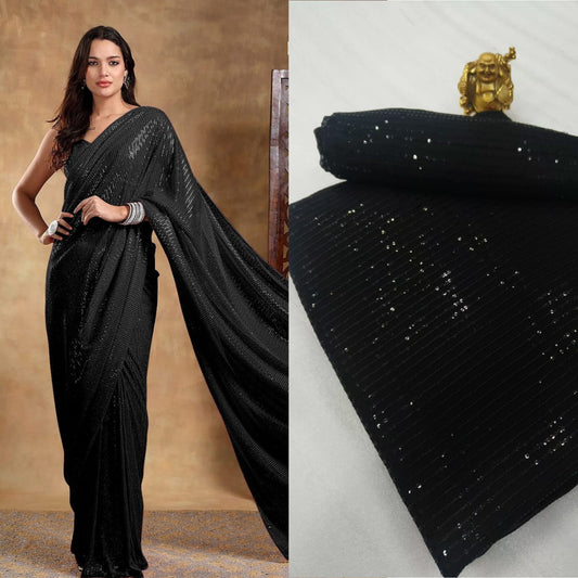 Bollywood Blockbuster 3MM Double Sequins Saree – 15 Colour Special Edition | SEQUINS RANI